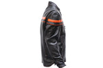 Mens Leather Jacket With Orange Stripes