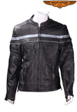 Mens Racer Style Jacket With Silver Stripes