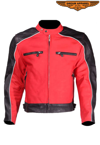 Men's Black & Red Leather Jacket