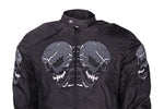 Mens Textile Racer Jacket With Reflective Skulls