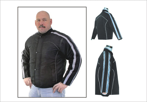 Mens Racer Style Jacket with Silver Stripes