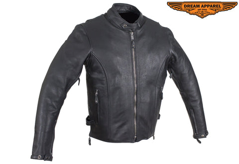 Mens Leather Motorcycle Jacket With Air Vents