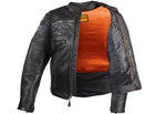 Men's Leather Concealed Carry Racing Jacket with Reflective Skulls