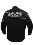 Men's Leather Concealed Carry Racing Jacket with Reflective Skulls