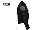 Men's Leather Concealed Carry Racing Jacket with Reflective Skulls