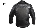 Men's Leather Concealed Carry Racing Jacket with Reflective Skulls