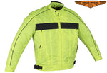 Men's Fluorescent Water Resistant Jacket with Reflective Piping