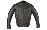 Distressed Brown Racer Jacket with Concealed Carry Pockets