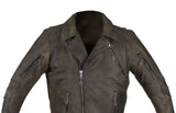 Distressed Brown Racer Jacket with Extra-Large Gun Pockets