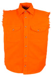 Mens Denim Orange Sleeveless Shirt