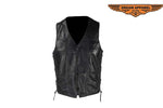 Mens Leather Vest With Side Laces