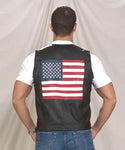 Mens Leather Vest With USA Flag