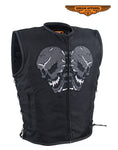 Mens Vest With Skulls Design & Gun Pocket