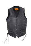 Mens Braided Leather Motorcycle Vest