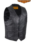 Mens Plain Cowhide Leather Vest With Gun Pockets