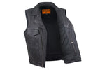 Mens Leather Motorcycle Vest With Two Deep Gun Pockets