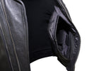 Mens Leather Motorcycle Vest With Two Deep Gun Pockets