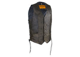 Men's Brown Leather Vest with Live to Ride