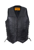 Mens Plain Leather Vest With Gun Pocket