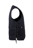 Men’s Black Denim Motorcycle Vest with Gun Pocket