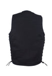 Men’s Black Denim Motorcycle Vest with Gun Pocket