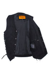 Men’s Black Denim Motorcycle Vest with Gun Pocket