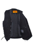 Men’s Black Denim Motorcycle Vest with Gun Pocket