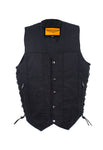 Men’s Black Denim Motorcycle Vest with Gun Pocket