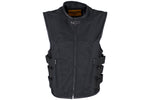Men’s Black Motorcycle Textile Vest with Gun Pockets