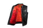 Mens Motorcycle Club  Vest With Red Liner