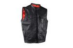Mens Motorcycle Club  Vest With Red Liner