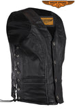 Mens Leather Vest With Braid & Side Laces