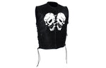 Mens Leather Vest With Reflective Skulls