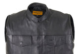 Mens Leather Vest With Hidden Snaps