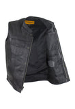 Mens Leather Vest With Hidden Snaps