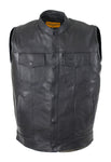 Mens Leather Vest With Hidden Snaps