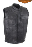 Mens Leather Vest With Hidden Snaps