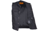 Mens Black Denim Motorcycle Club Vest With Black Liner