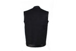 Mens Black Motorcycle Canvas Club Vest With Zipper