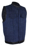 Men's Dark Blue Denim Club Vest with Gun Pockets