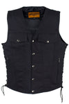 Men’s Black Denim Motorcycle Club Vest