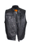 Mens Naked Cowhide Black Liner & Zipper Vest W/ Gun Pocket by Club Vest