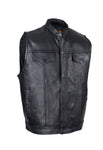 Mens Naked Cowhide Black Liner & Zipper Vest W/ Gun Pocket by Club Vest