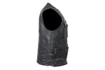 Mens Leather Cargo Vest With 9 Pockets