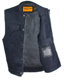 Men's Black Denim Gun Pocket Club Vest