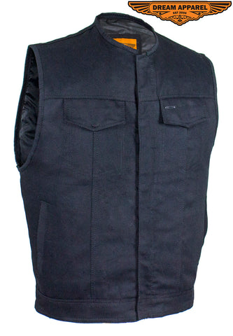 Men's Black Denim Gun Pocket Club Vest