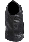 Mens Leather Motorcycle Vest Without Collar