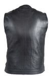 Mens Leather Motorcycle Vest Without Collar