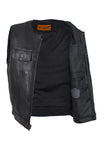 Mens Leather Motorcycle Vest Without Collar