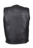 Mens Leather Motorcycle Vest Without Collar